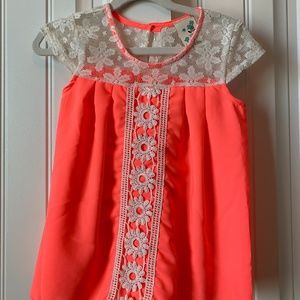 Lily Bleu Hot Coral and Lace Shirt